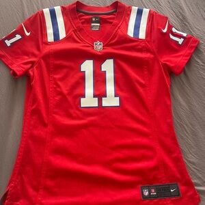 Nike Women's Red and Blue Jersey EDELMAN 11 PATRIOTS